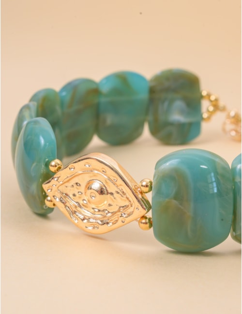 COLAR CHOKER PINGENTE DE OURO OLHO VERDE - CO29329VO013