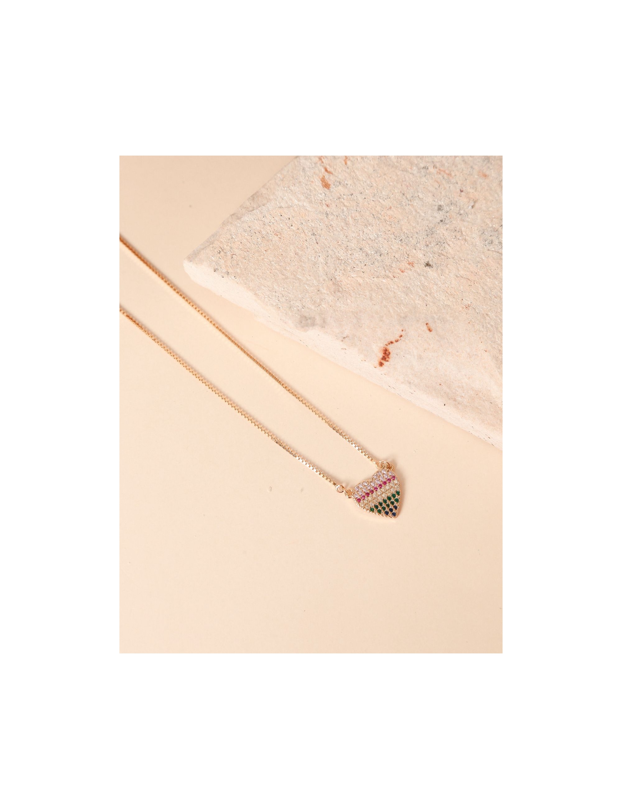 COLAR CORAÇÃO CRAVEJADO COLORIDO - CO03