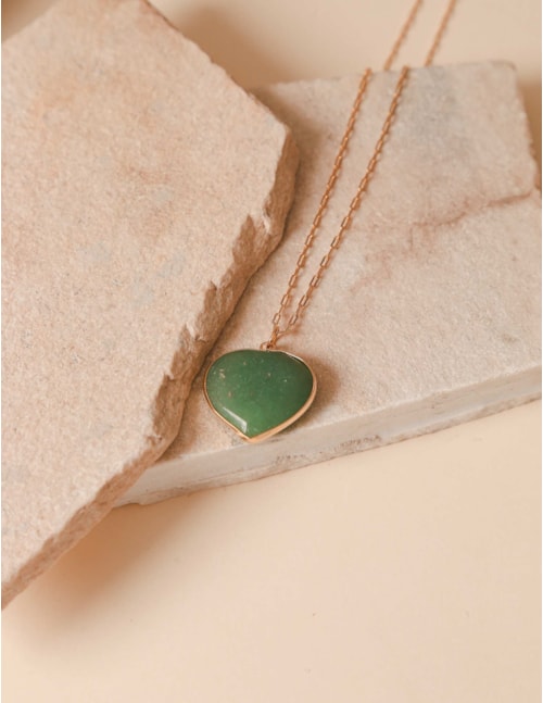 COLAR CORAÇÃO QUARTZO VERDE B2B - CO7004VO01