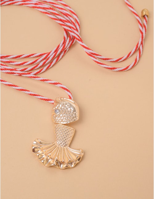 COLAR CORDÃO TORCIDO PINGENTE PEIXE - CO29271