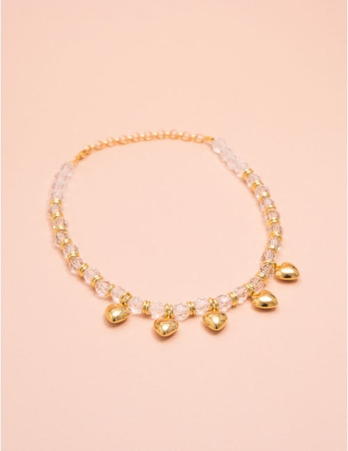 COLAR CRISTAL CORAÇÃO GOLD B2B - CO29028VO01