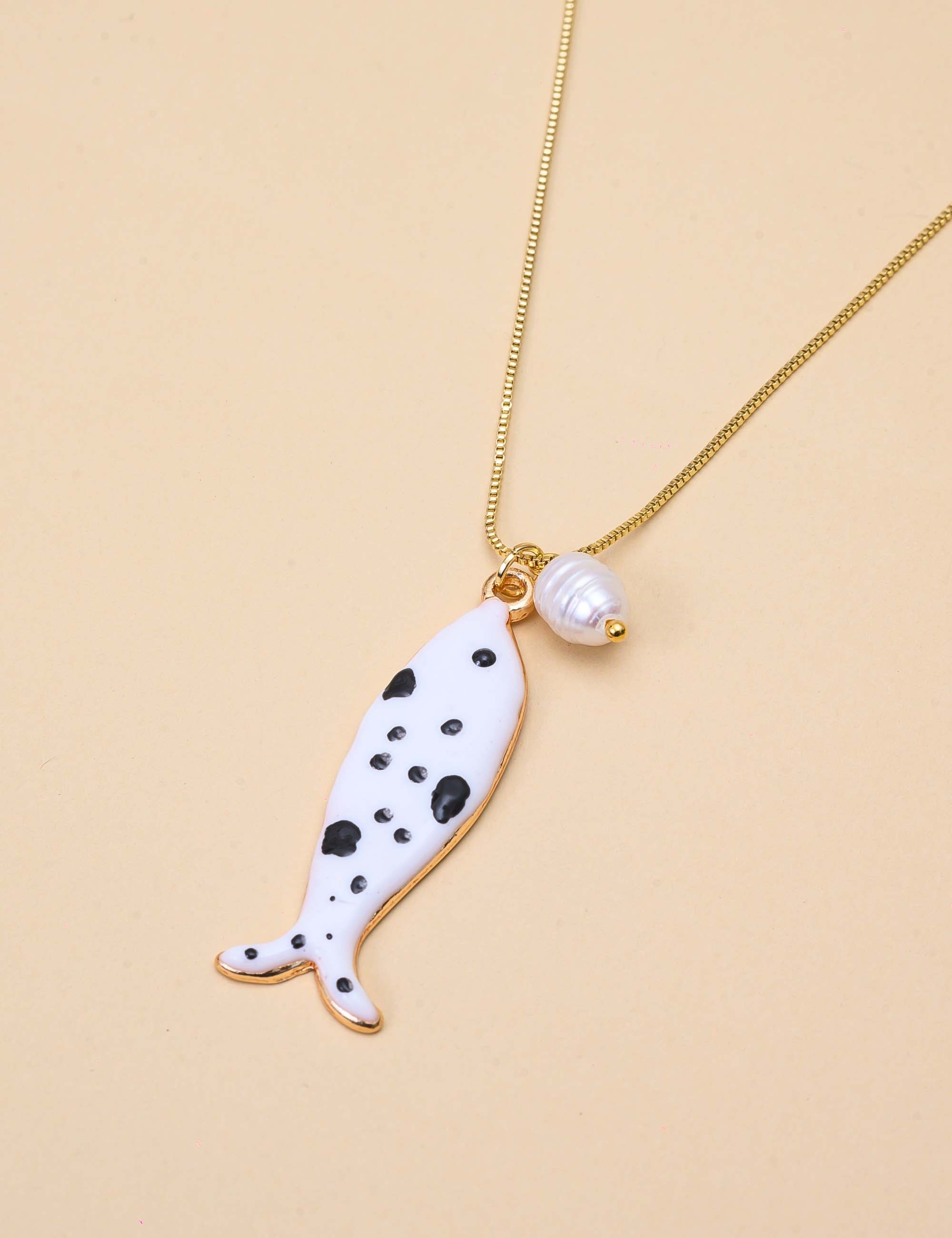 COLAR DE ESFERA PINGENTE PEIXE  - CO29332