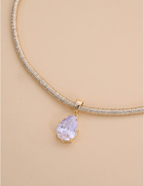 COLAR DE LUREX COM PINGENTE DE CRISTAL RESINADO - CO29374VO01