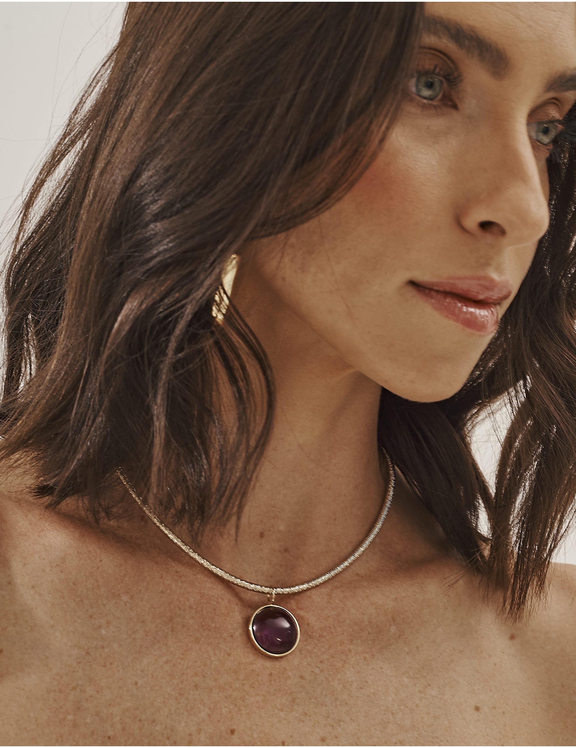 COLAR DE LUREX PINGENTE CRISTAL RESINADO ROXO - CO29384VO11