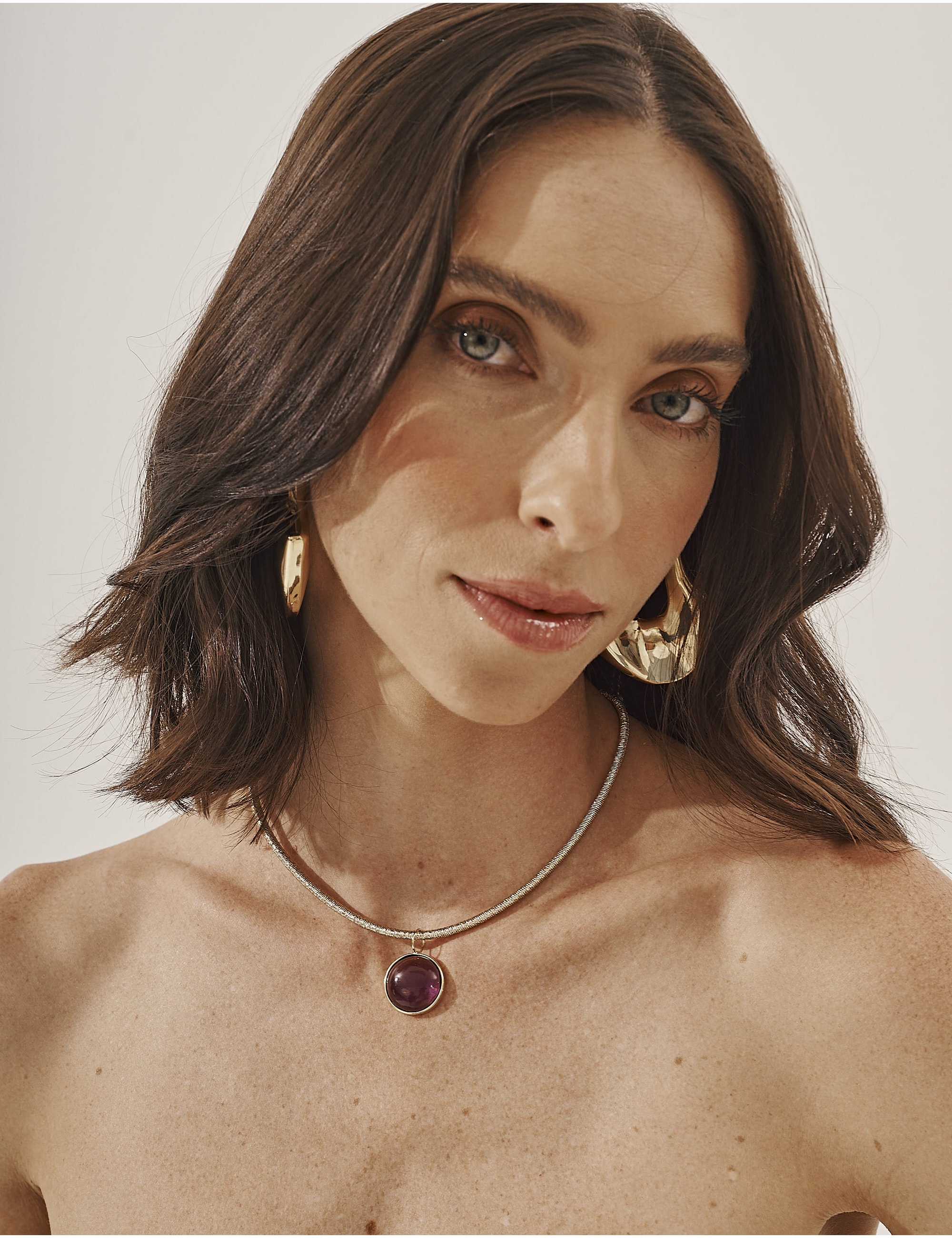 COLAR DE LUREX PINGENTE CRISTAL RESINADO ROXO - CO29384VO11