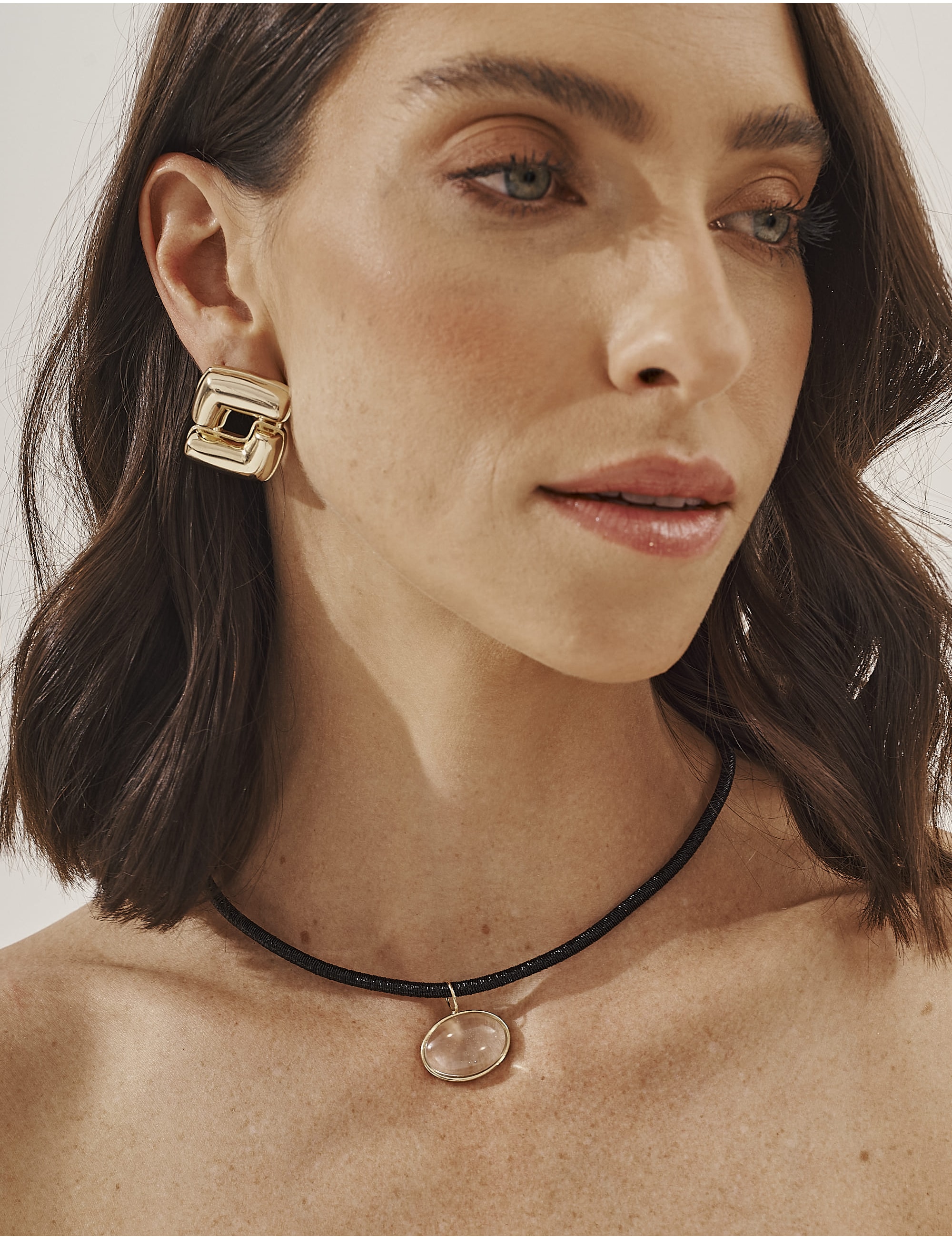 COLAR DE LUREX PINGENTE OVAL TRANSPARENTE - CO29384VO19