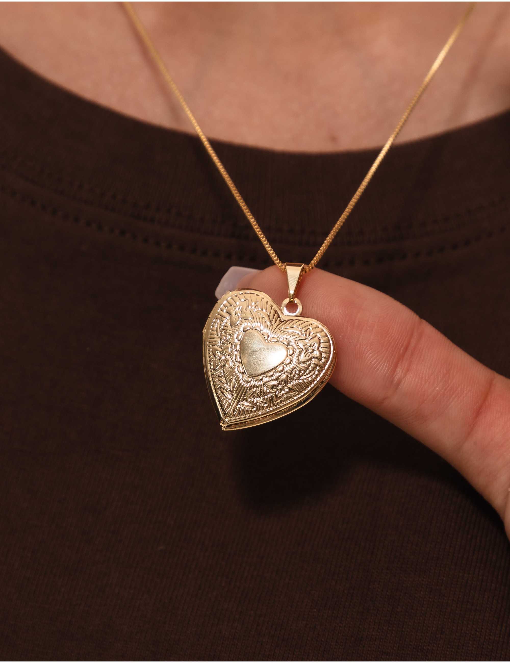 COLAR DE OURO RELICÁRIO DE CORAÇÃO G - CO2965-G