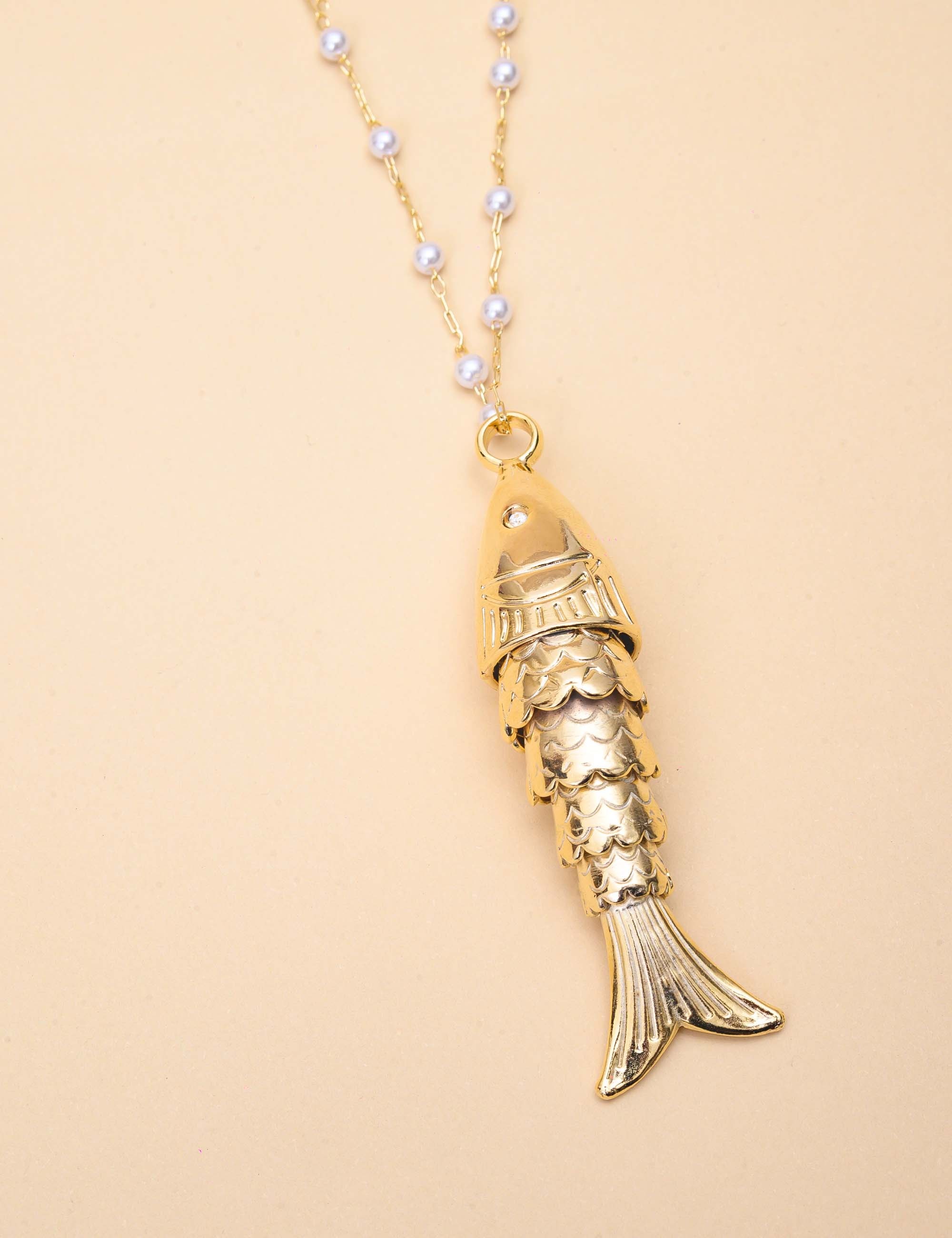 COLAR DE PÉROLA PINGENTE PEIXE - CO29407