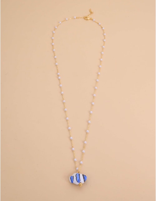 COLAR DE PÉROLAS OURO PEIXE AZUL - CO29379VO03