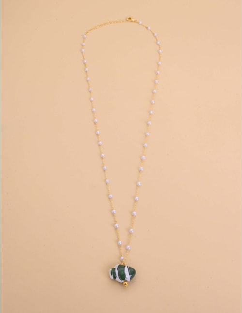 COLAR DE PÉROLAS OURO PEIXE VERDE - CO29379VO13