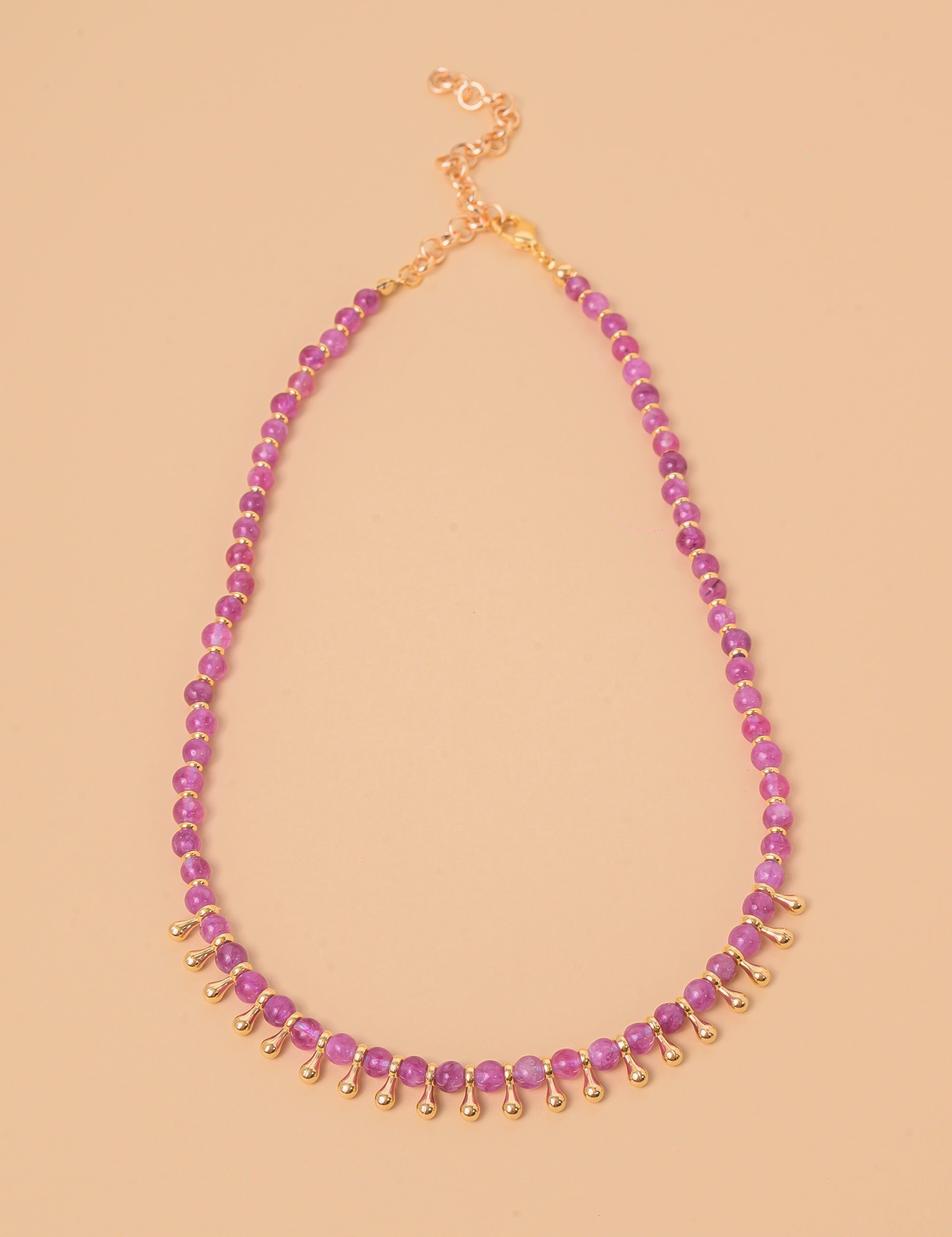 COLAR DELICADO DE ESFERAS DE PEDRA JADE LILAS - CO29253VO10