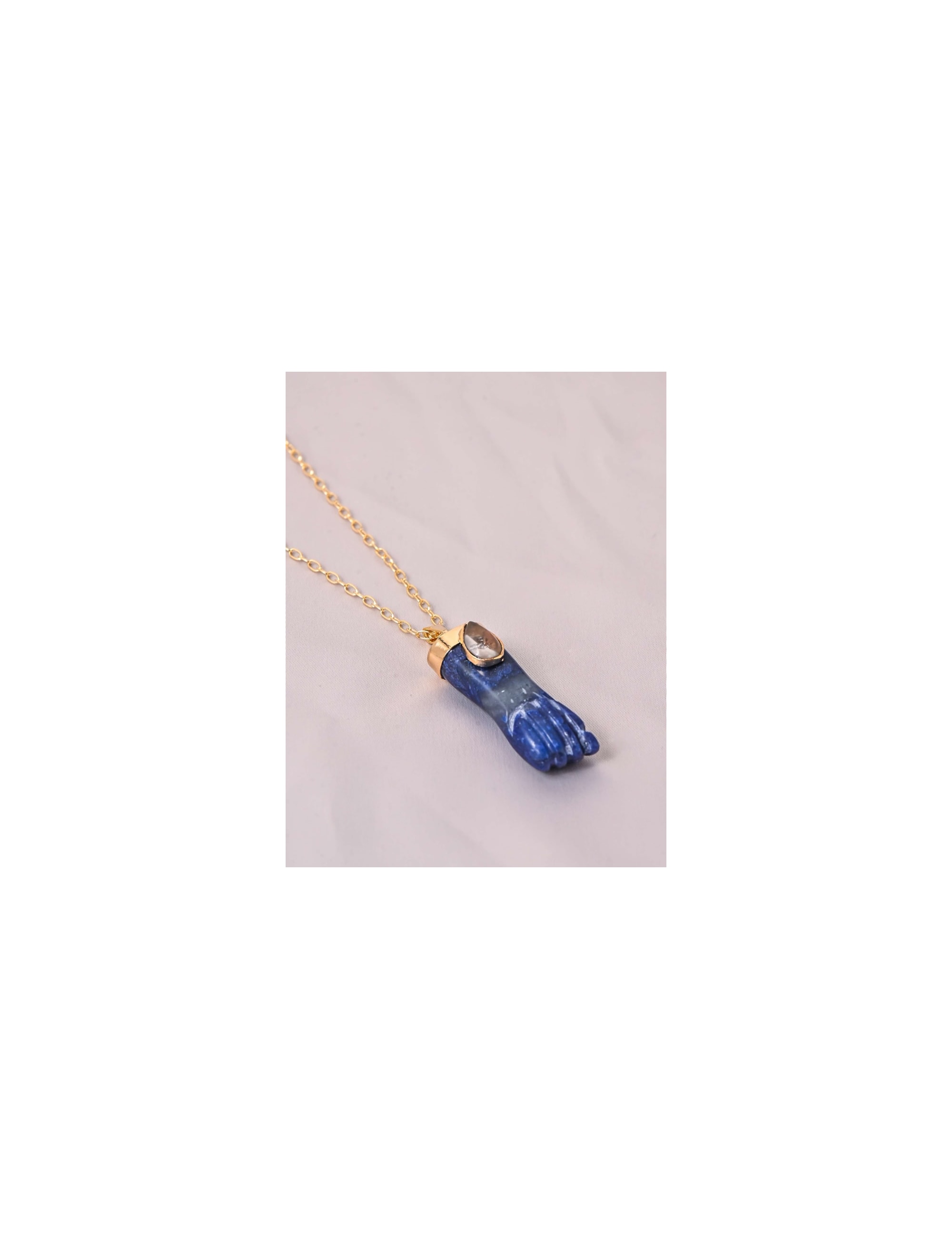 Colar Figa Quartzo Azul Gota Cristal