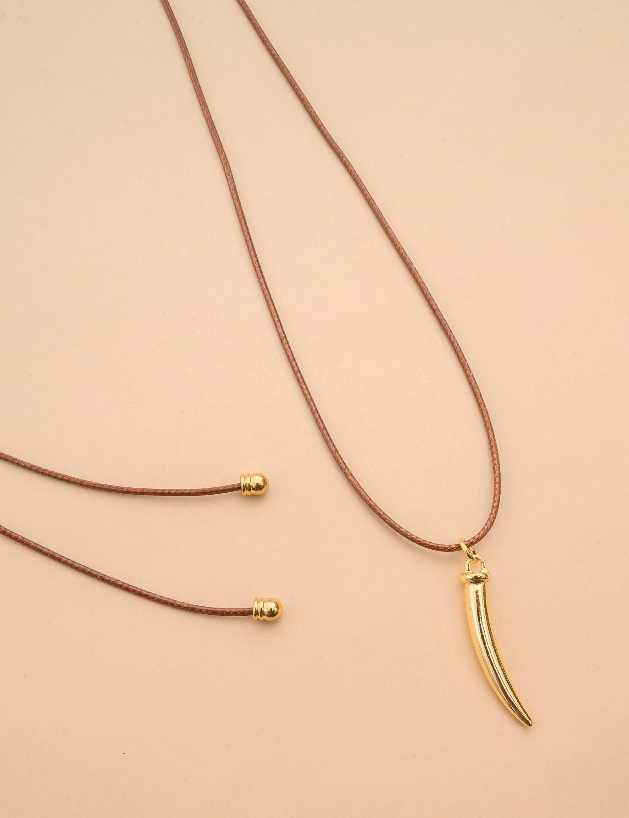 COLAR FIO MARROM ESCURO DENTE - CO29175