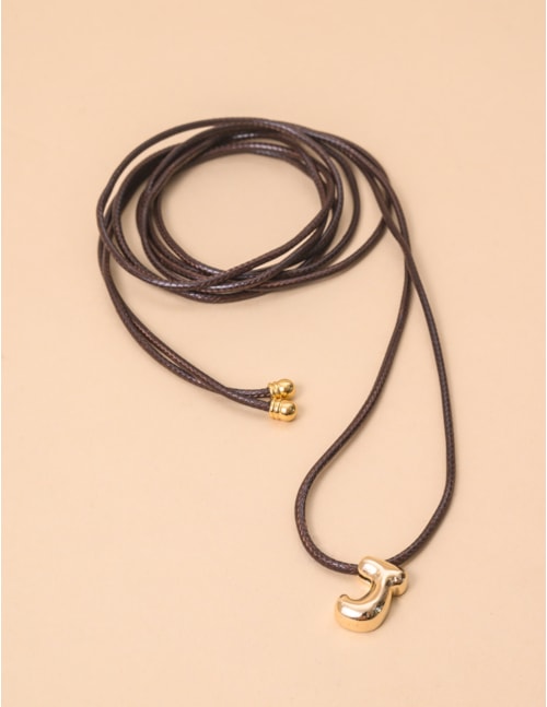 COLAR FIO PINGENTE J  MARROM - CO29208VO011