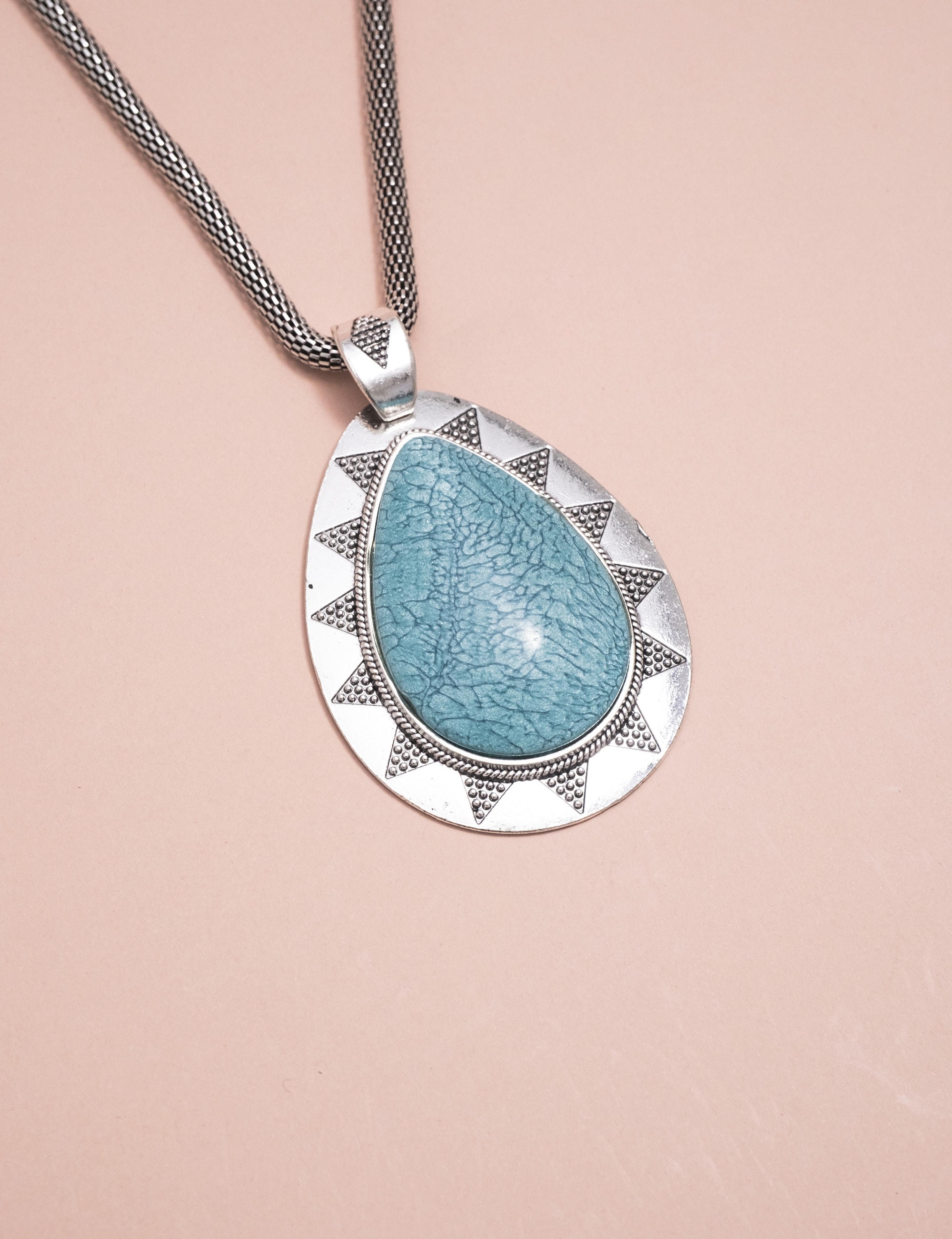 COLAR GOTA AZUL CLARO PRATA VINTAGE B2B - CO29098VO09