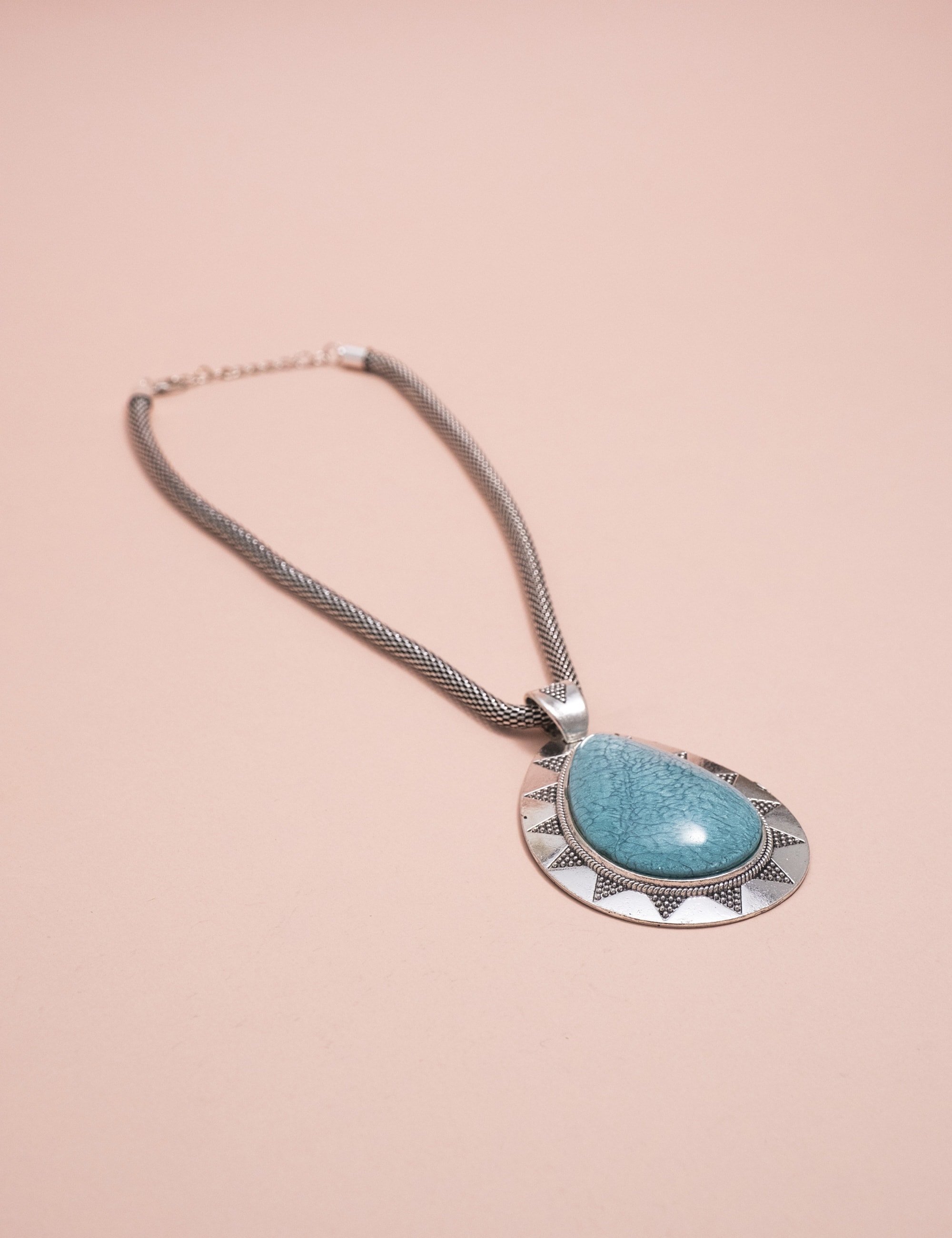 COLAR GOTA AZUL CLARO PRATA VINTAGE B2B - CO29098VO09