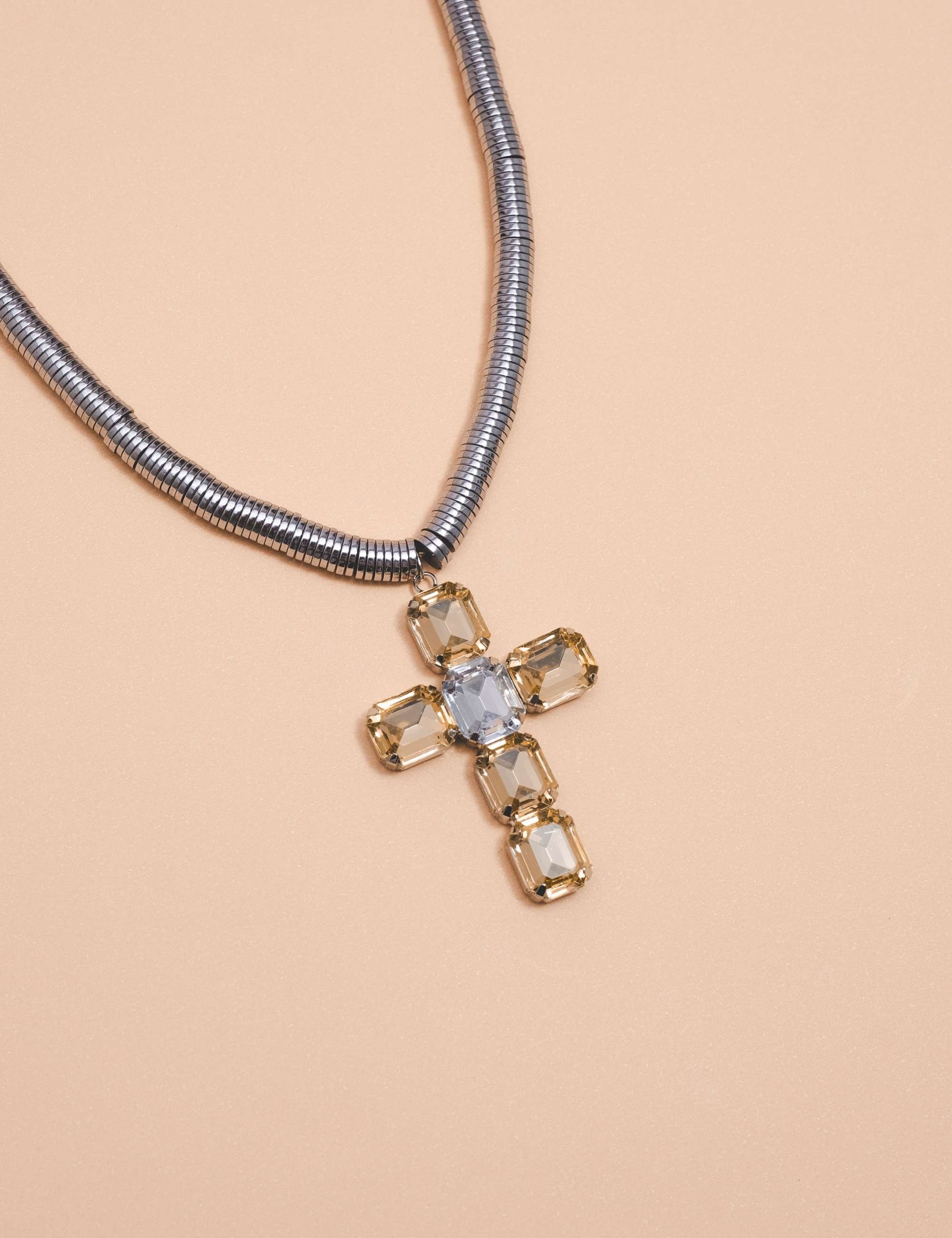 COLAR HEMATITA CRUZ CRISTAL - CO2927VO02