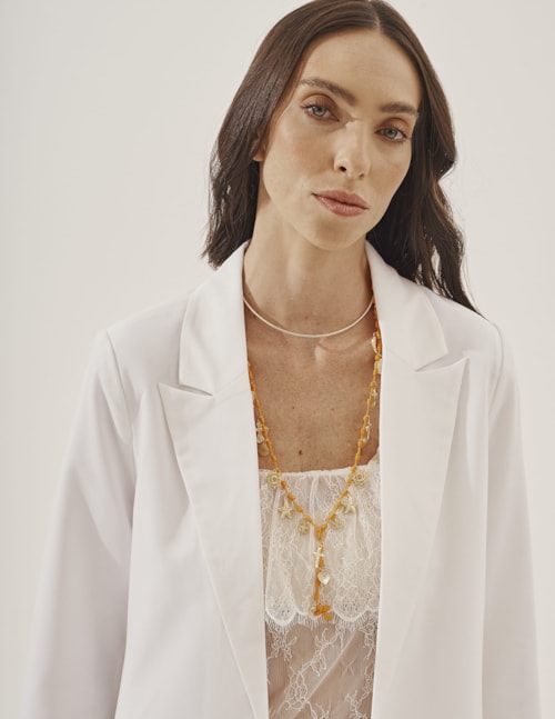 COLAR LONGO PINGENTES DOURADOS LARANJA  - CO29373VO08