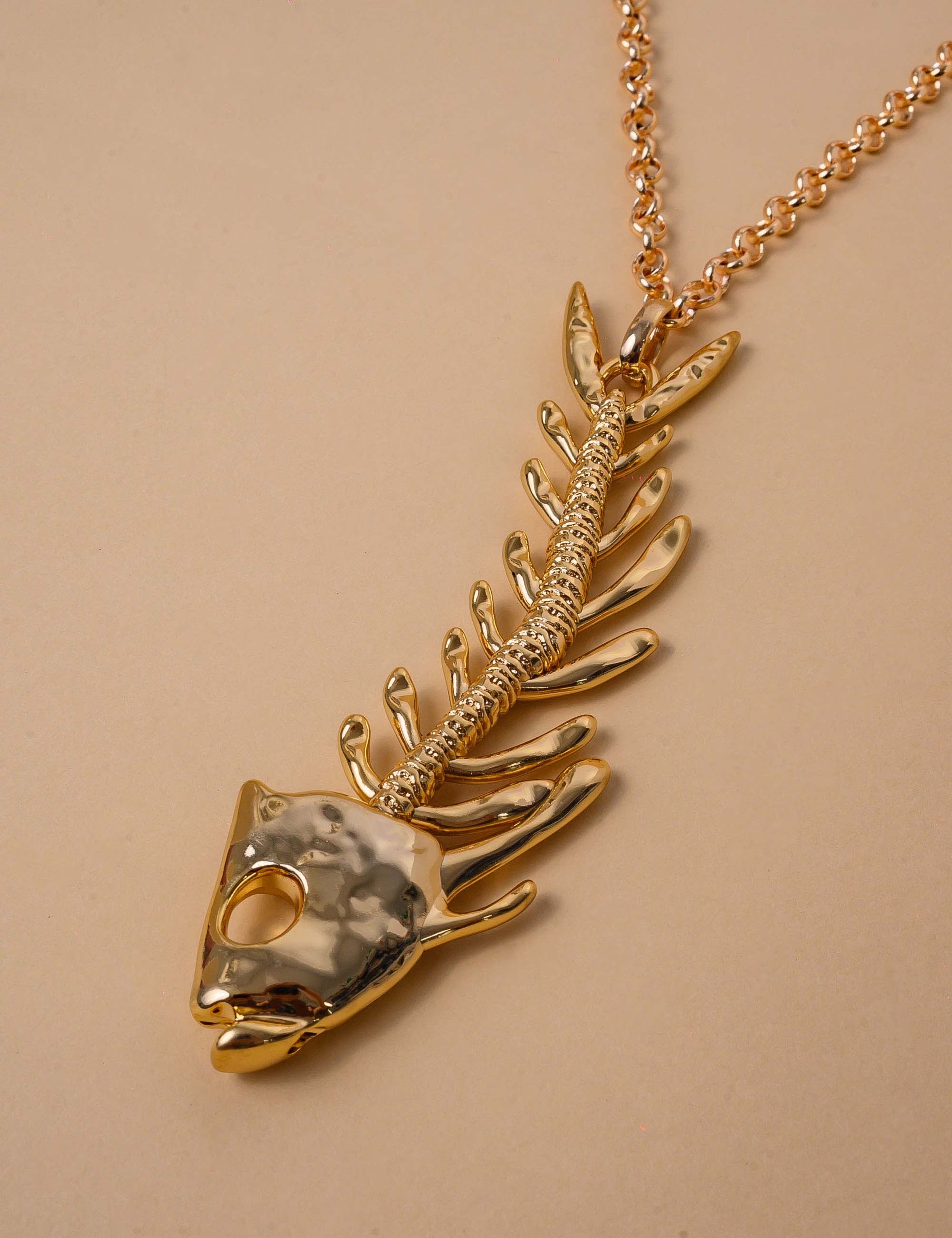 COLAR METAL OURO ESQUELETO DE PEIXE - CO29312VO01