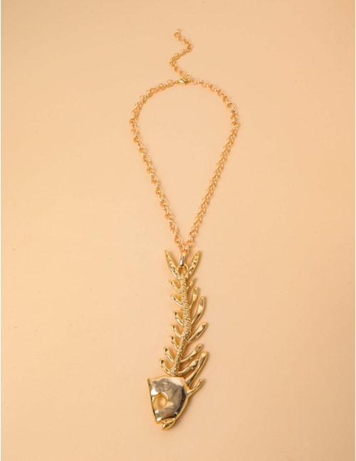 COLAR METAL OURO ESQUELETO DE PEIXE - CO29312VO01