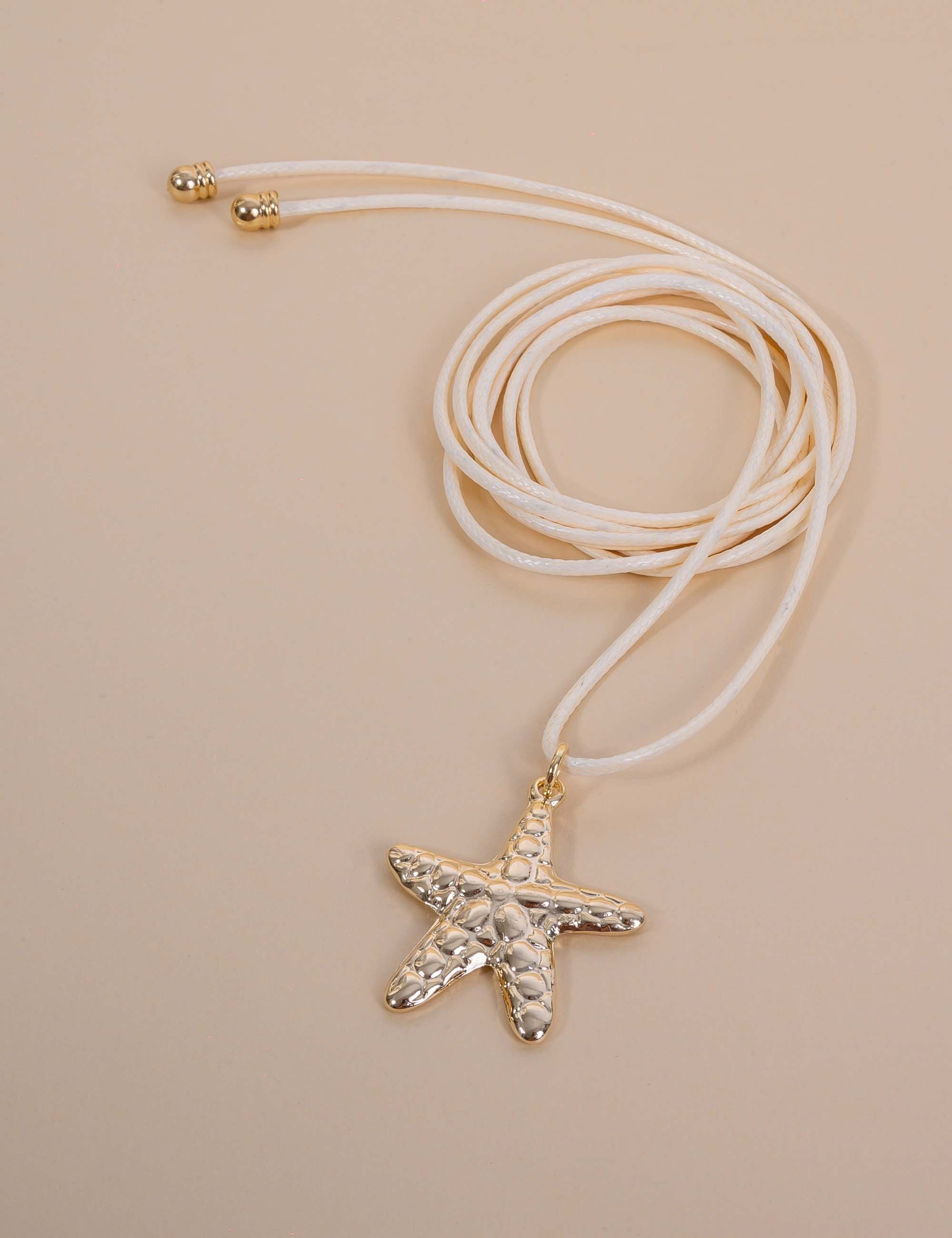 COLAR OFF WHITE PINGENTE ESTRELA DO MAR OURO - CO29354VO17