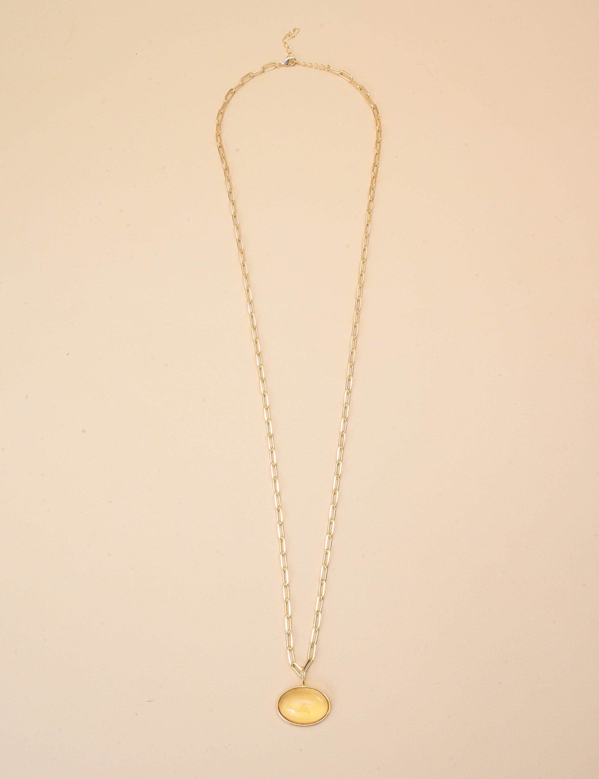 COLAR OURO CARTIER PINGENTE CRISTAL RESINADO AMARELO OVAL - CO29383VO071