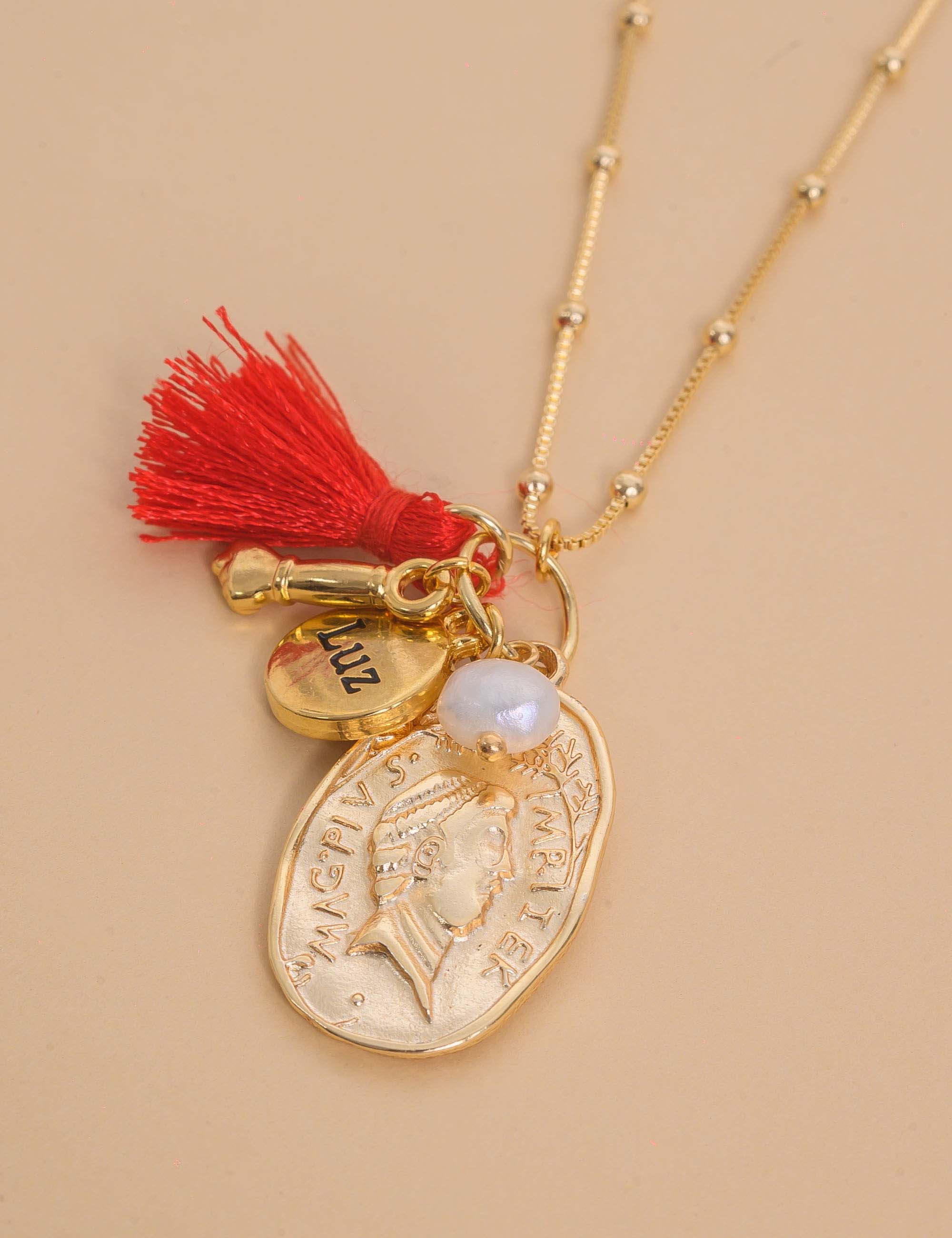 COLAR OURO LONGO AMULETO PAZ -  CO29403VO05