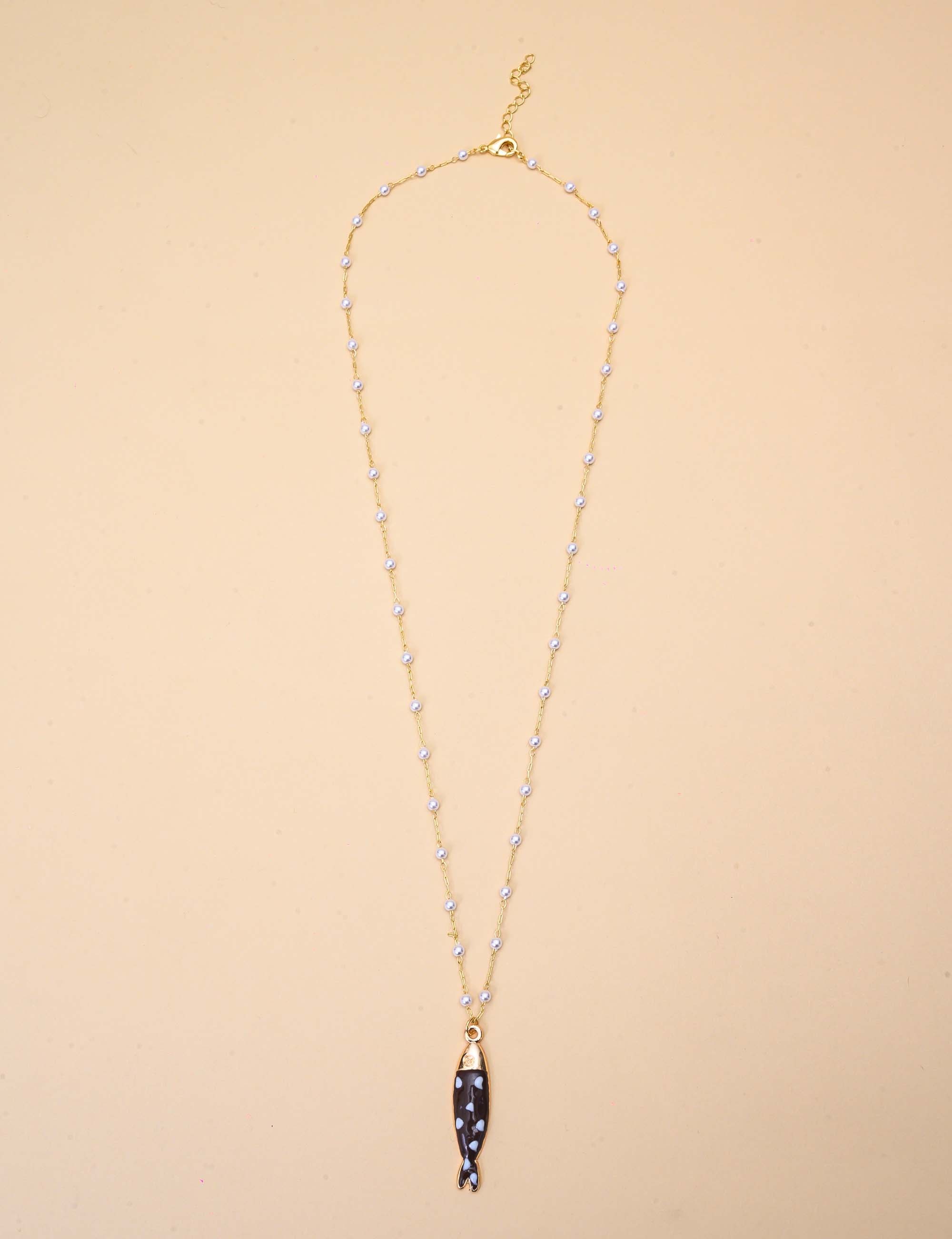 COLAR OURO PEIXE ESMALTADO MARROM ESCURO - CO29347-PEIXEMARROM