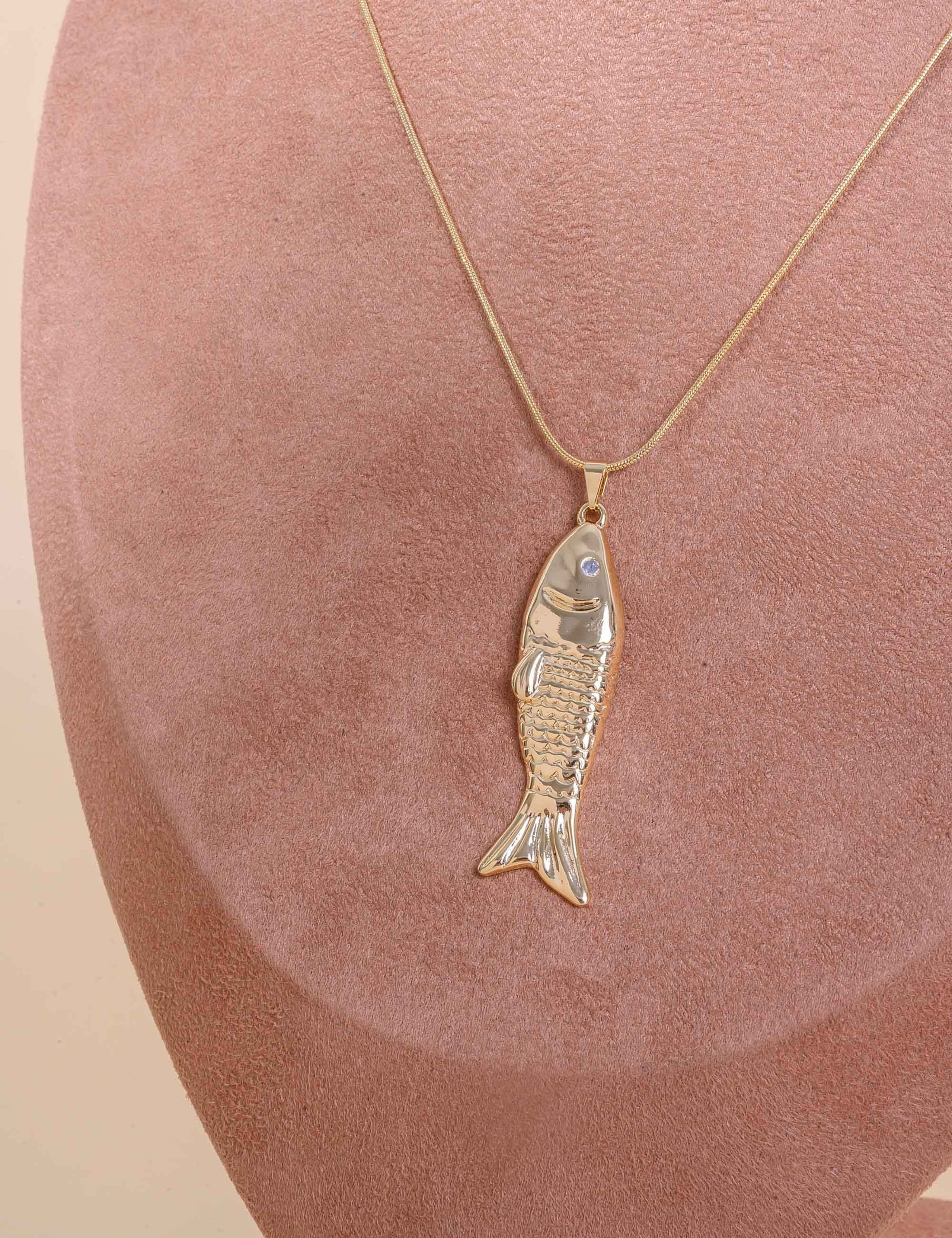 COLAR OURO PINGENTE LONGO PEIXE - CO29353VO01