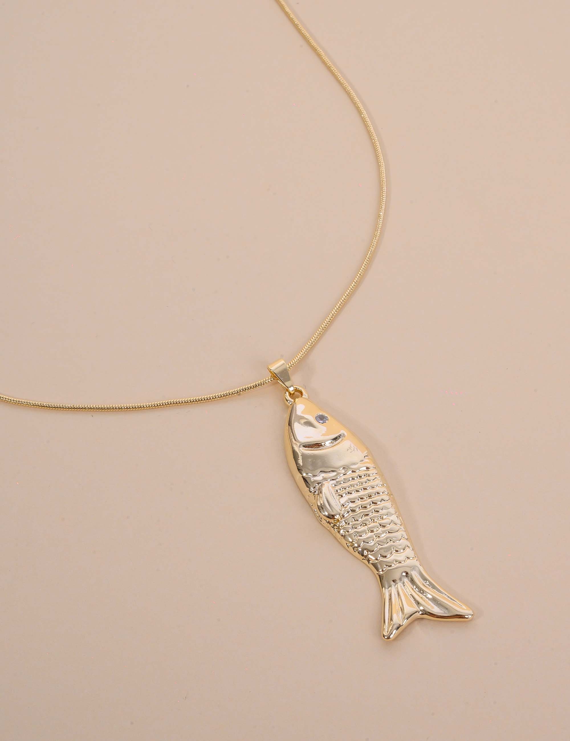 COLAR OURO PINGENTE LONGO PEIXE - CO29353VO01