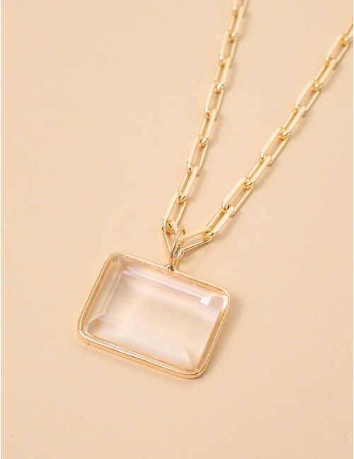 COLAR OURO PINGENTE RETAGULAR - CO29343VO01