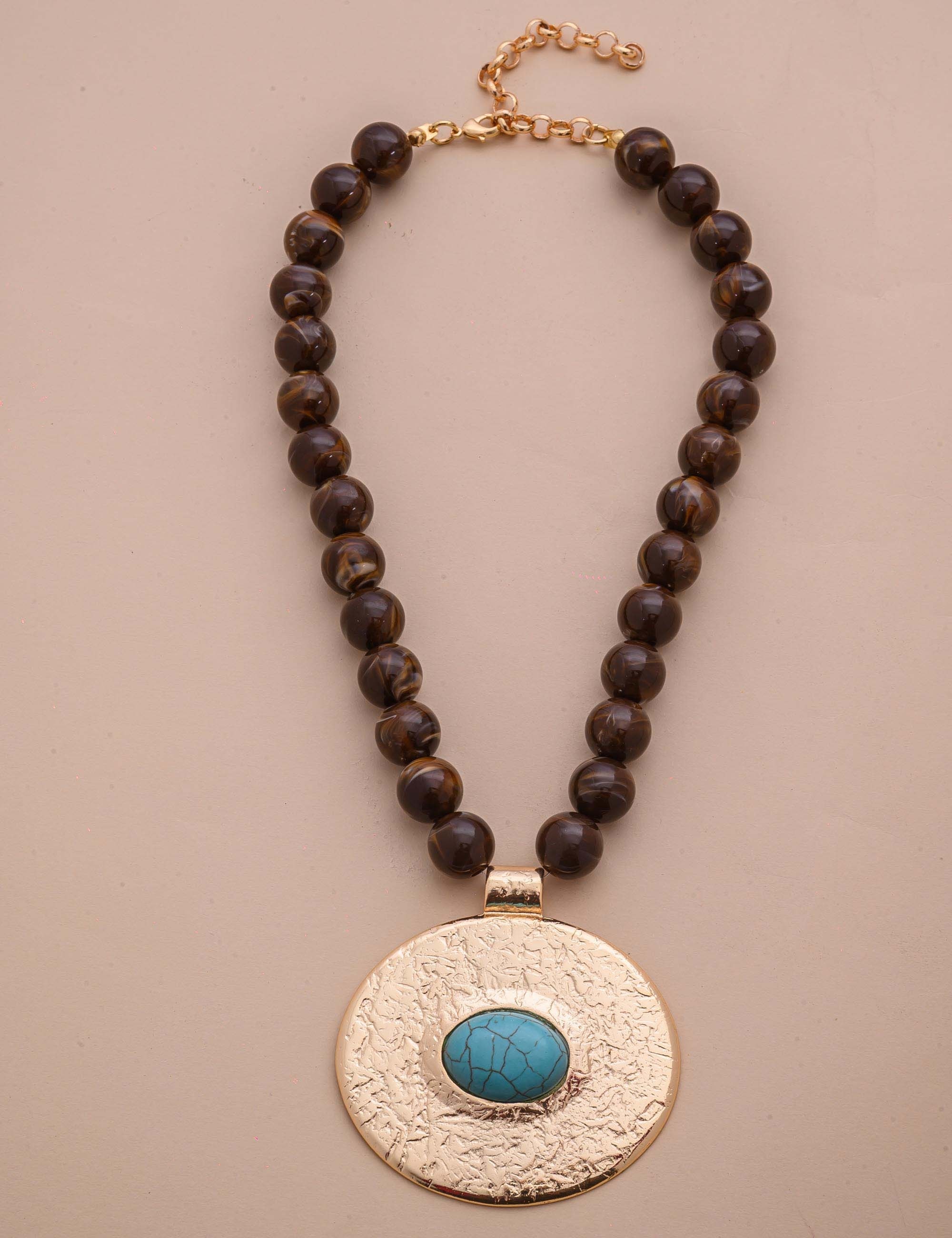 COLAR OVAL PEDRA TURQUESA - CO29137V002