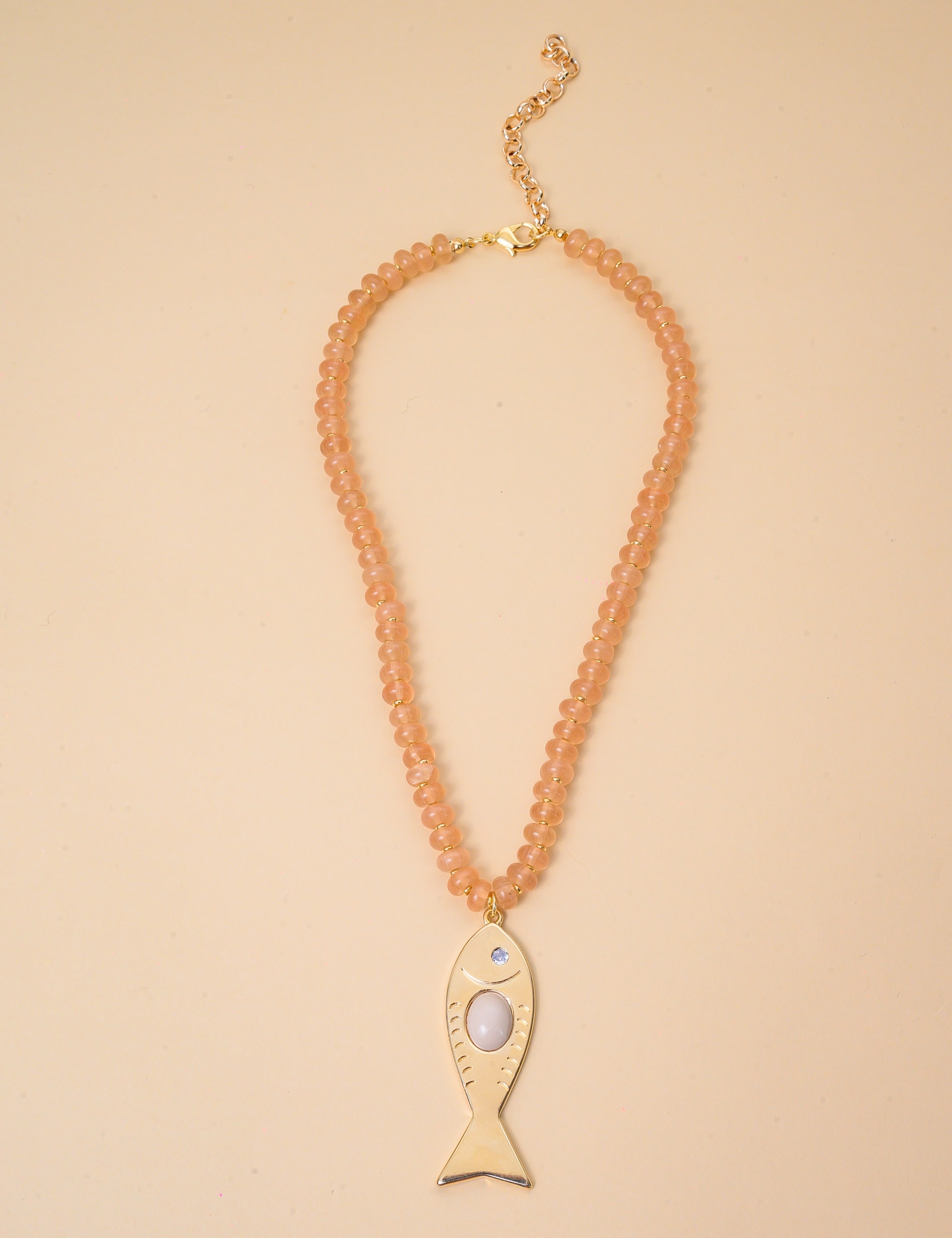 COLAR PEDRA PINGENTE BEGE - CO29335VO09