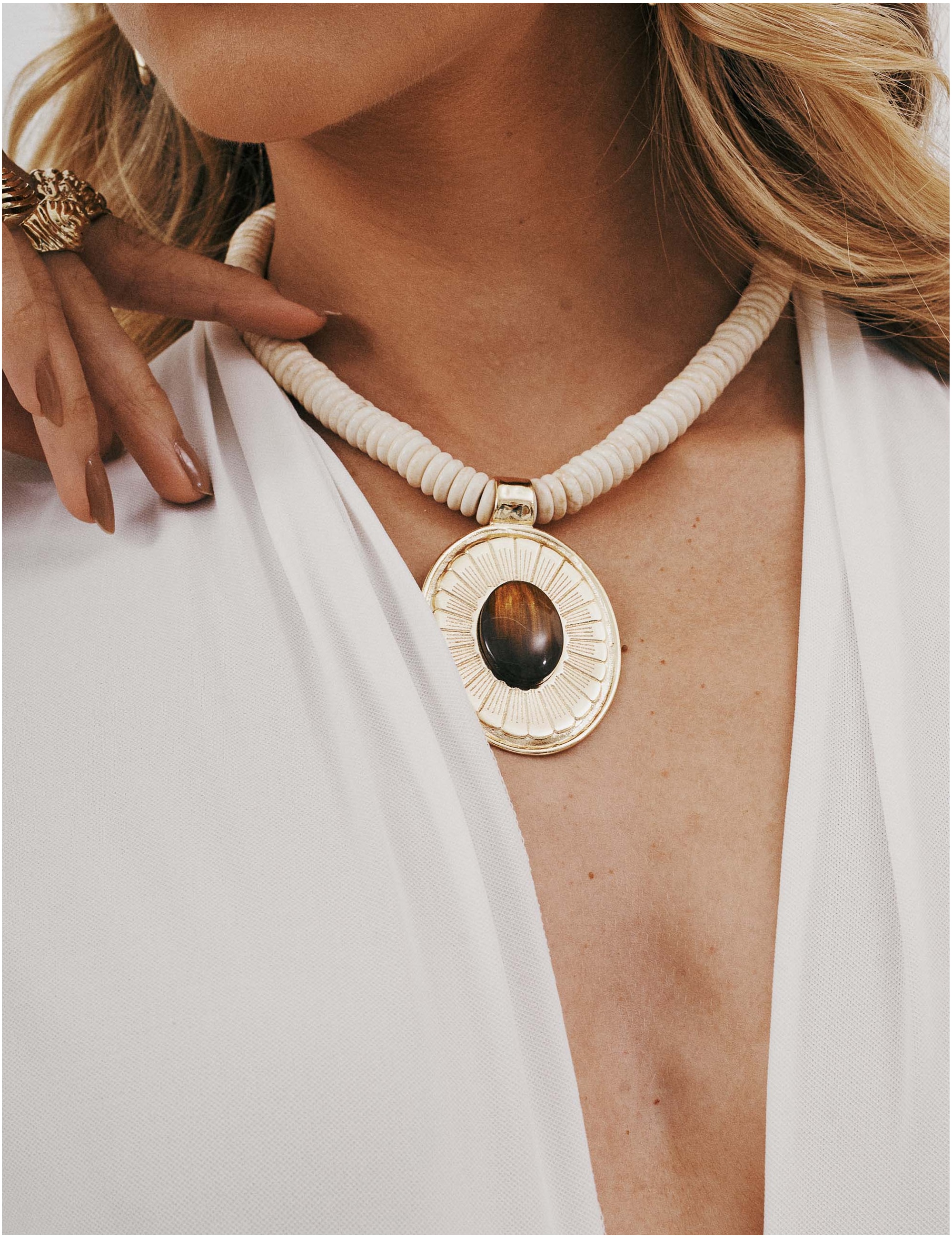 COLAR PEDRA PINGENTE OLHO DE TIGRE - CO29336VO20