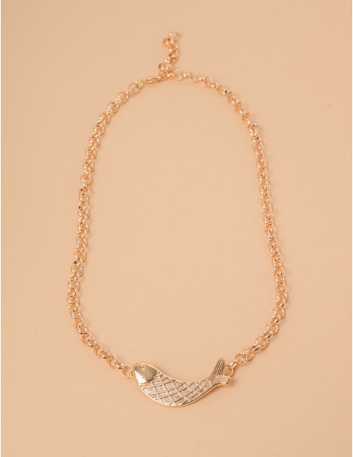 COLAR PEIXE METAL OURO - CO29277VO01