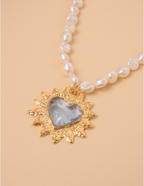 COLAR PÉROLA CORAÇÃO AZUL - CO2904VO03