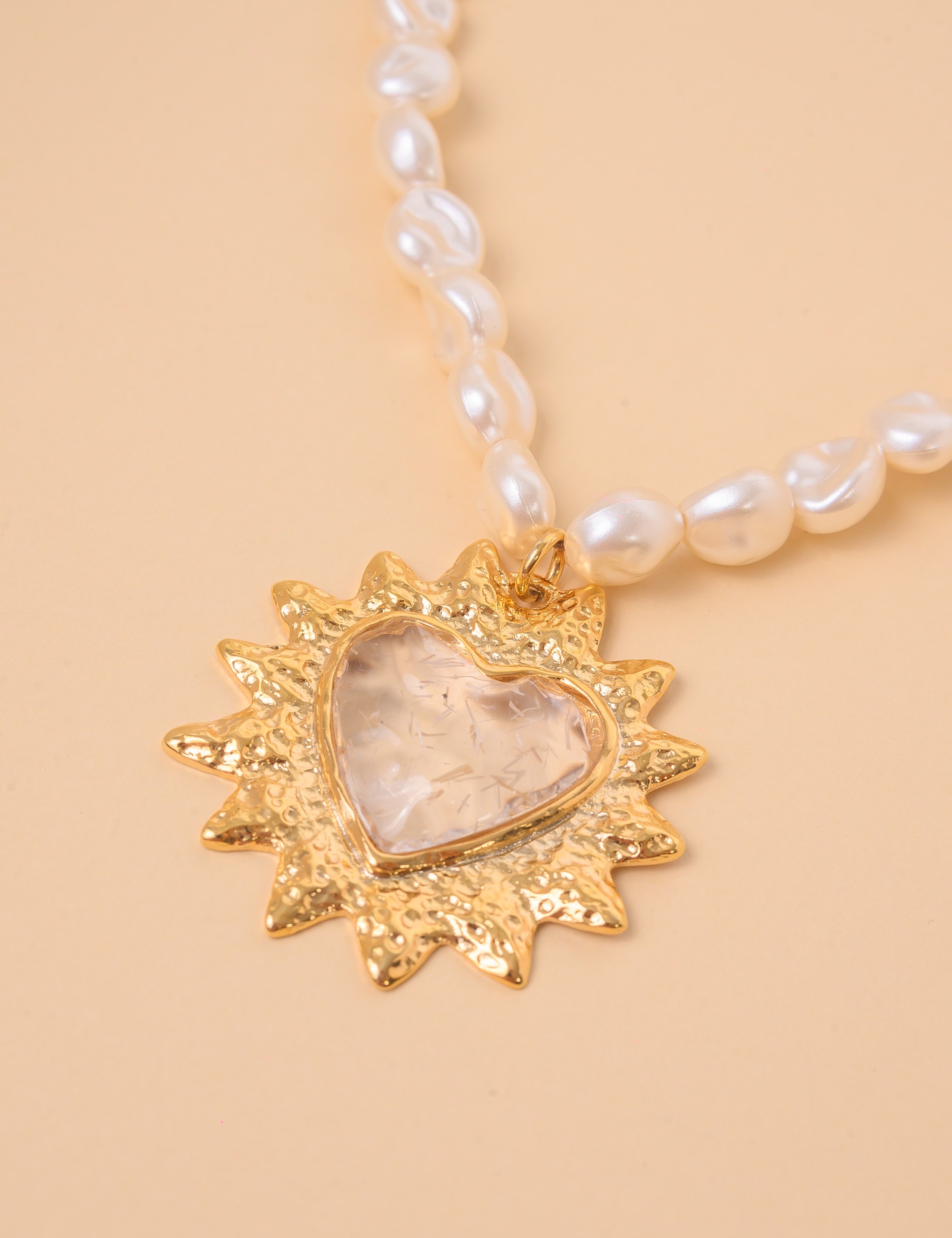 COLAR PÉROLA CORAÇÃO CRISTAL - CO29304VO21