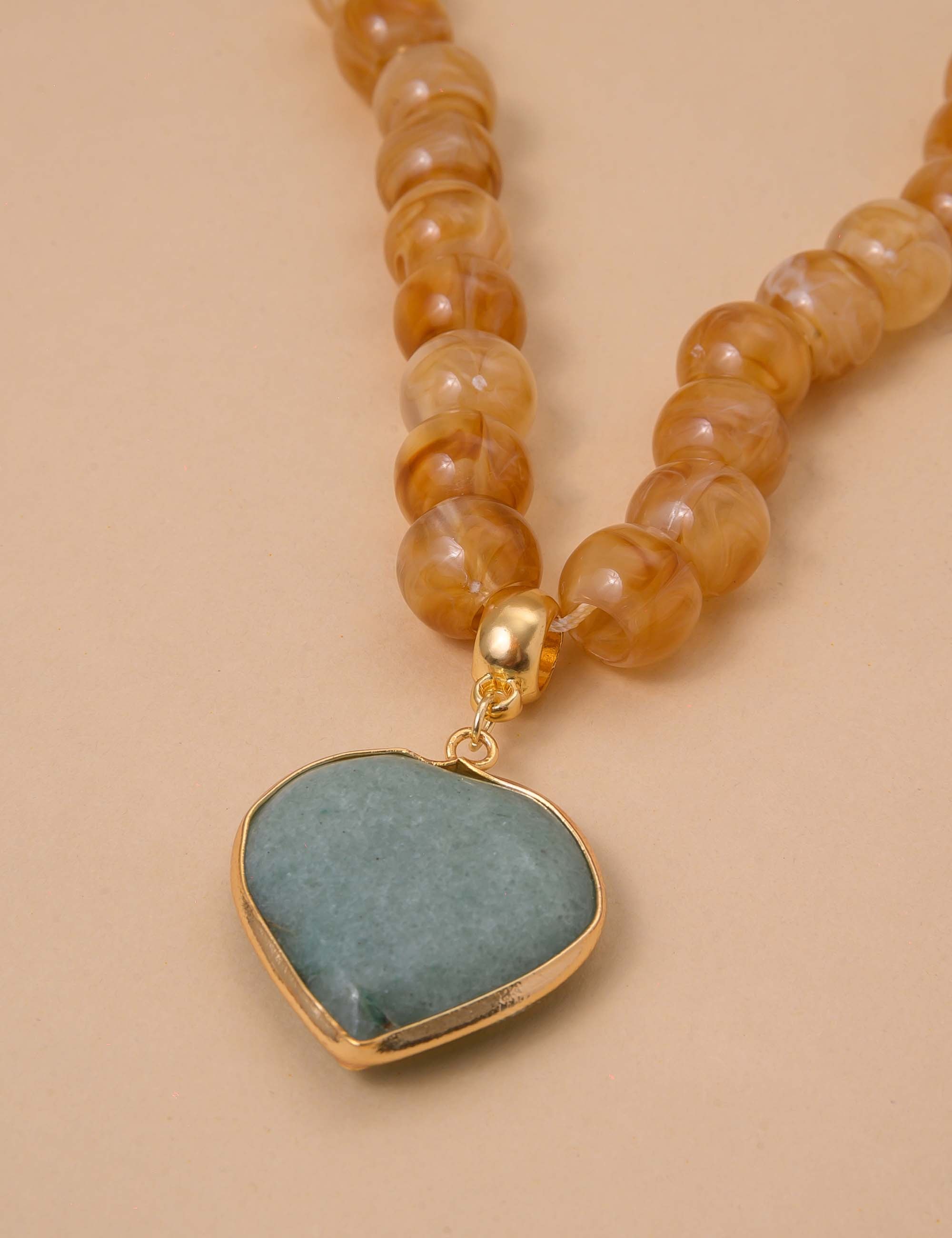 COLAR QUARTZO VERDE RESINA LARANJA - CO29205