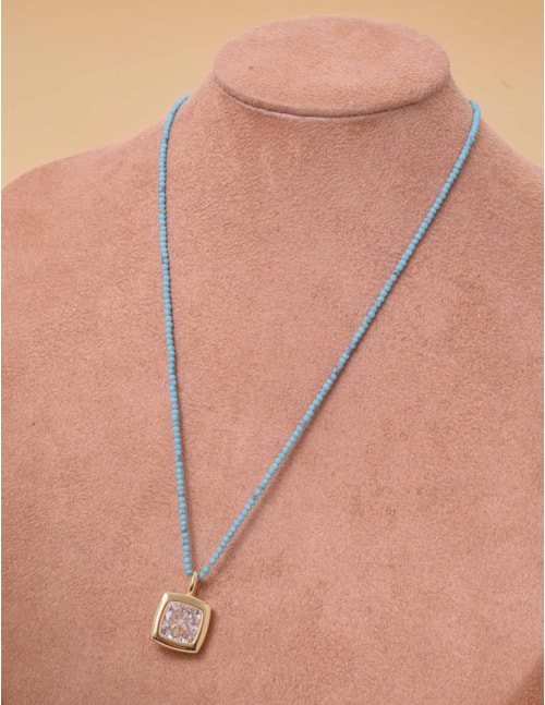 COLAR TURQUESA ESPINELIO PINGENTE CRISTAL - CO29348VO16