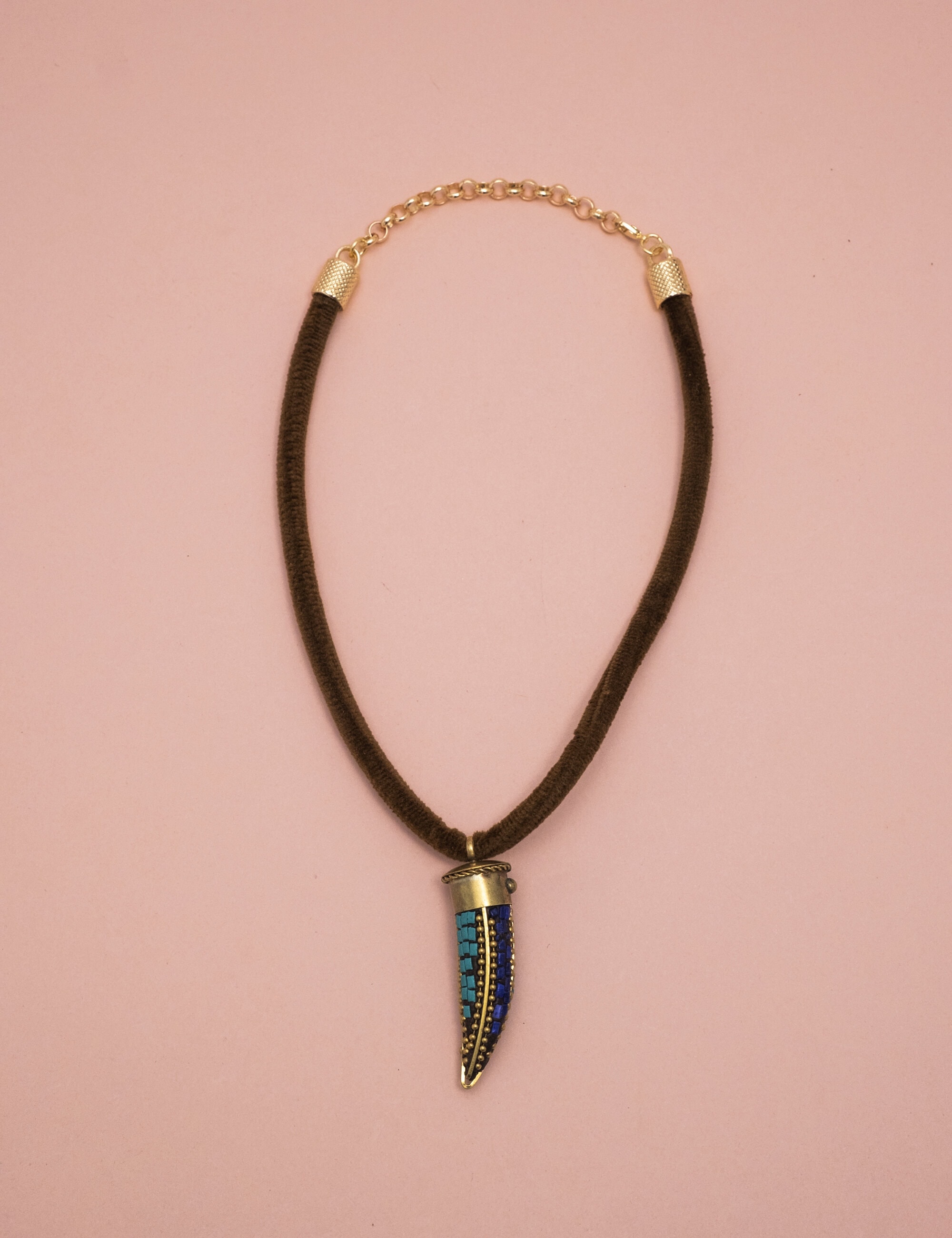 COLAR VELUDO DENTE TBETANO AZUL  - CO29161VO02
