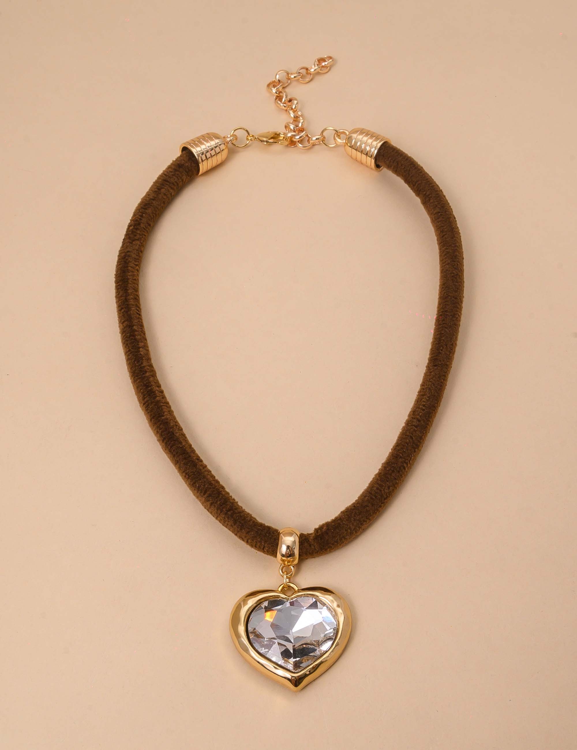 COLAR VELUDO MARROM CORAÇAO - CO29201CORACAO