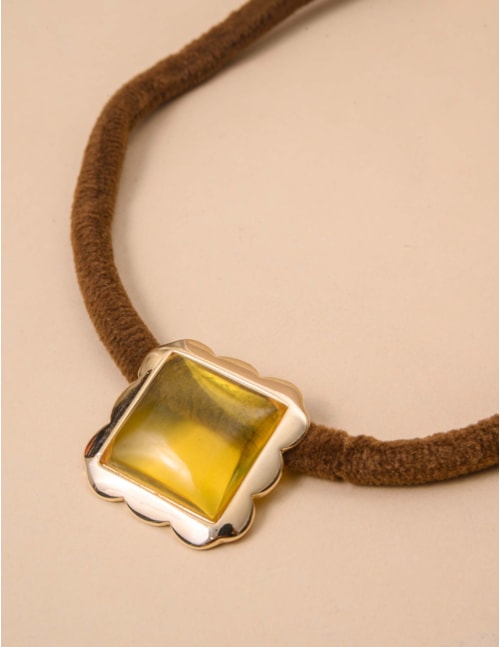 CORDAO VELUDO MARROM AMARELO CITRINO  - CO29212O05