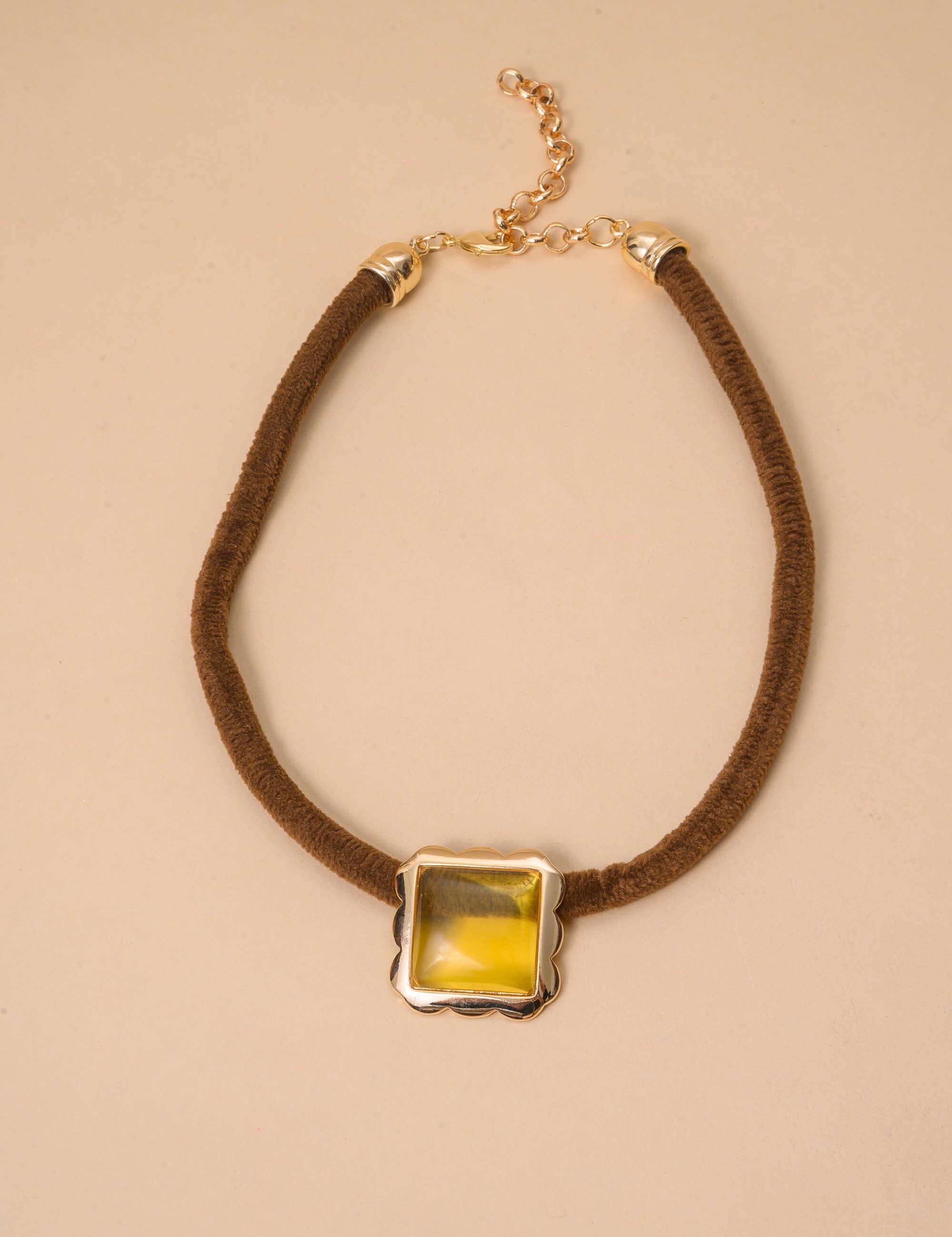 CORDAO VELUDO MARROM AMARELO CITRINO  - CO29212O05
