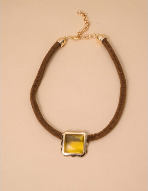CORDAO VELUDO MARROM AMARELO CITRINO  - CO29212O05