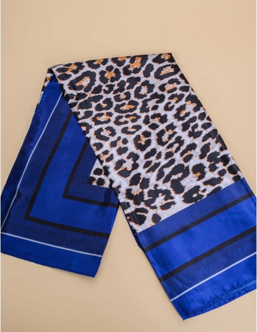LENÇO AZUL ROYAL ESTAMPA ONÇA - LE0002VO03