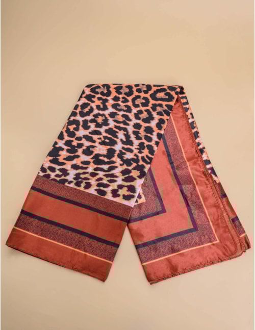 LENÇO MARROM ESTAMPA ONÇA - LE0002VO24