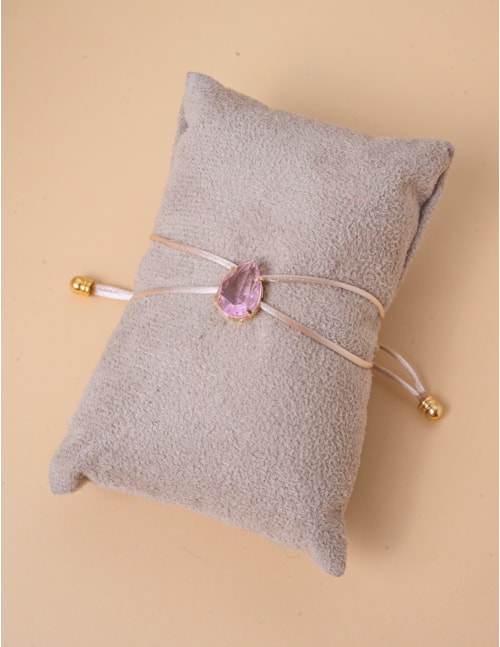 PULSEIRA BEGE GOTA CRISTAL ROSA - PU29065VO09