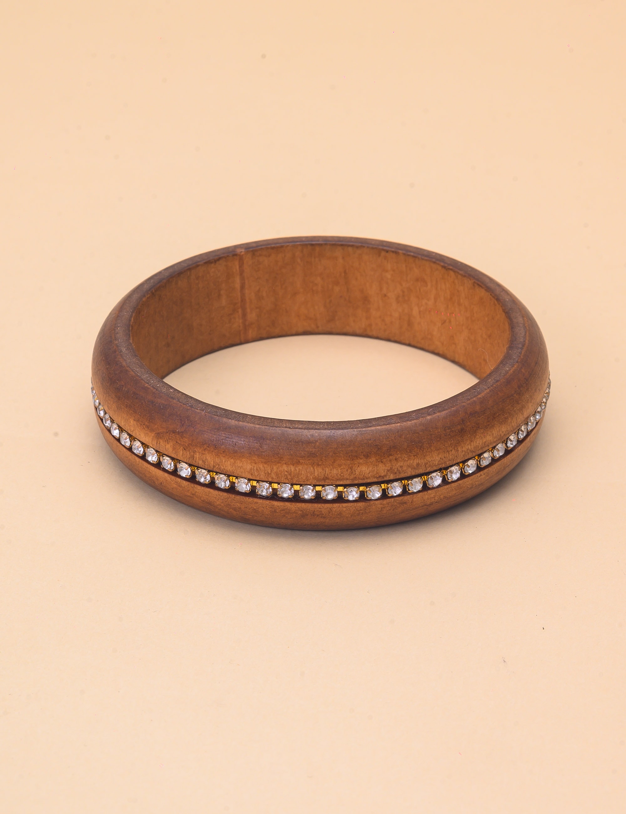 PULSEIRA DE MADEIRA MARROM COM STRASS ZIRCÔNIA - PU29083VO211