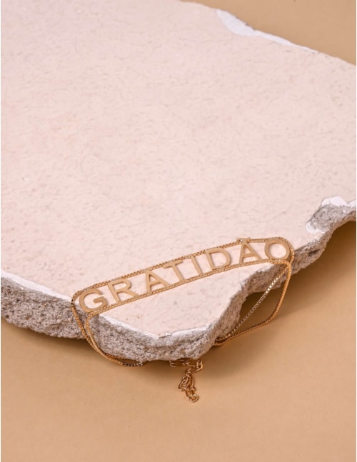 Pulseira Gratidão Dourado