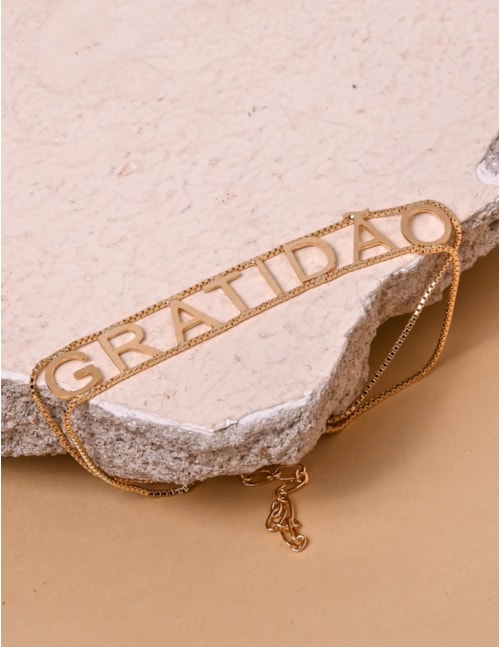 Pulseira Gratidão Dourado